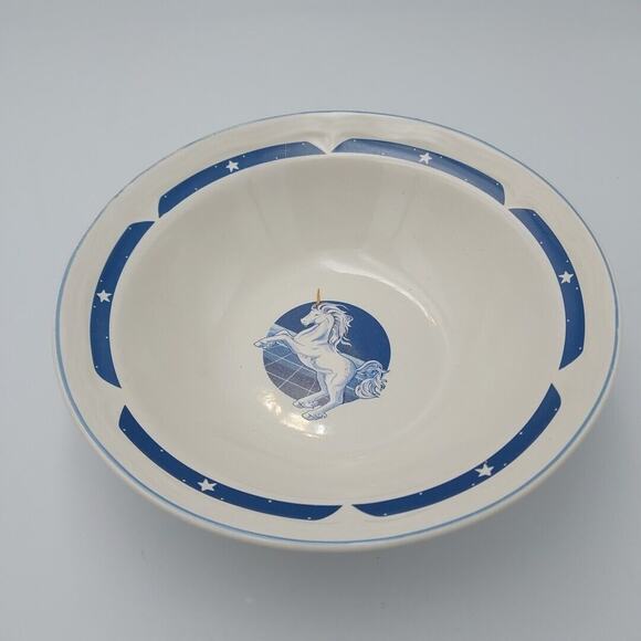 Tienshan Blue Unicorn Soup Salad Bowls Stoneware Replacement Vtg - Picture 1 of 3